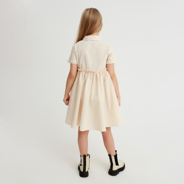 Платье для девочки KAFTAN: Summer cotton с воротником, цвет молочный, рост 110-116 см