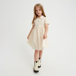 Платье для девочки KAFTAN: Summer cotton с воротником, цвет молочный, рост 110-116 см