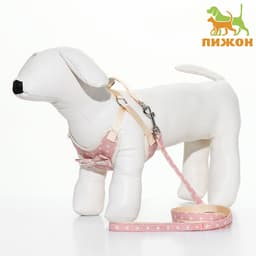 Шлейка с поводком «Горох», размер М, ОГ 34-66 см, поводок 120×1.5 см, розовая