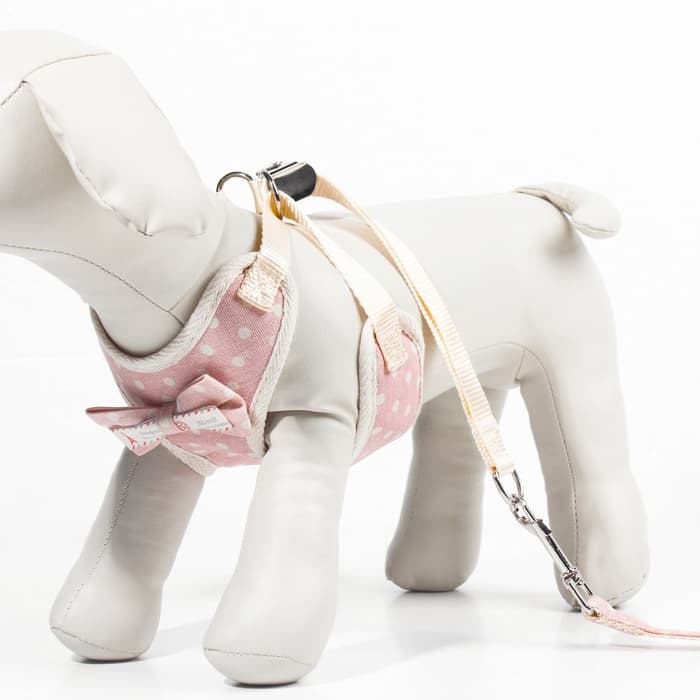 Шлейка с поводком «Горох», размер М, ОГ 34-66 см, поводок 120×1.5 см, розовая