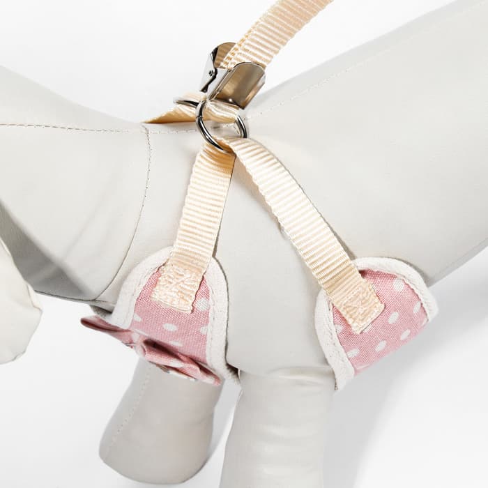 Шлейка с поводком «Горох», размер М, ОГ 34-66 см, поводок 120×1.5 см, розовая