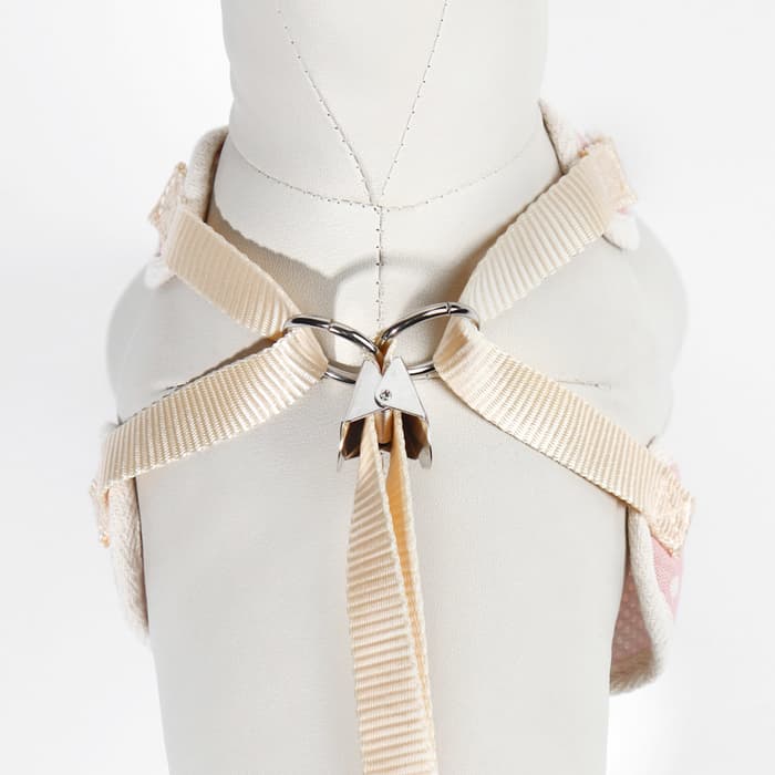 Шлейка с поводком «Горох», размер М, ОГ 34-66 см, поводок 120×1.5 см, розовая