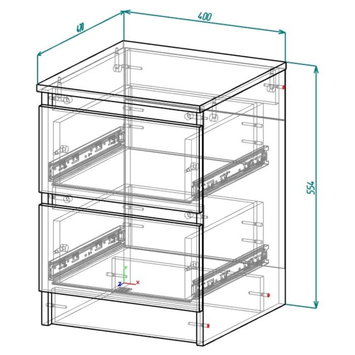 Тумба прикроватная «Клик Мебель. Мадера», 2 ящика, 400×420×554 мм, цвет чёрный