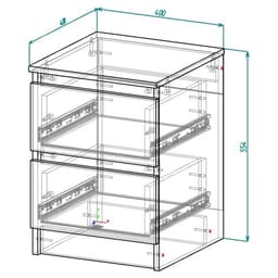Тумба прикроватная «Клик Мебель. Мадера», 2 ящика, 400×420×554 мм, цвет чёрный