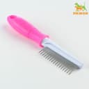 Расчёска для шерсти «Комфорт», 21×4 см, с заострёнными зубьями разной длины, нескользящая ручка, розовая