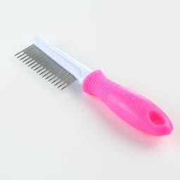 Расчёска для шерсти «Комфорт», 21×4 см, с заострёнными зубьями разной длины, нескользящая ручка, розовая