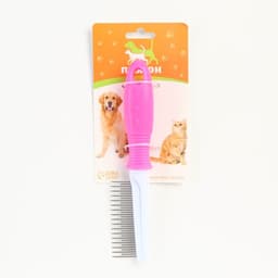 Расчёска для шерсти «Комфорт», 21×4 см, с заострёнными зубьями разной длины, нескользящая ручка, розовая