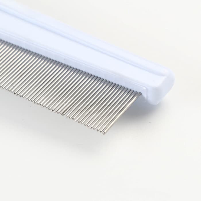 Расчёска для шерсти «Комфорт», 21×3.5 см, с частыми зубьями, нескользящая ручка, голубая