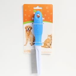 Расчёска для шерсти «Комфорт», 21×3.5 см, с частыми зубьями, нескользящая ручка, голубая