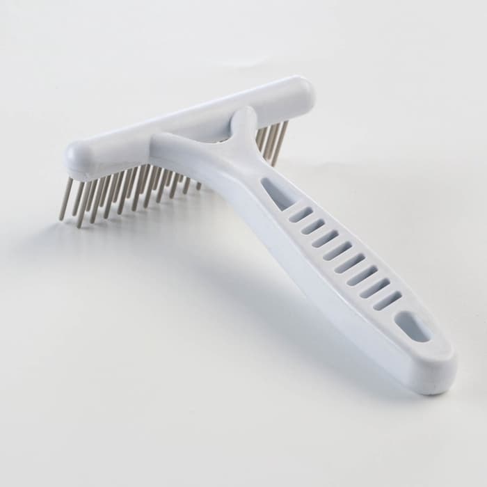 Расчёска-грабли 2-рядная, 13.5×8.8 см, белая
