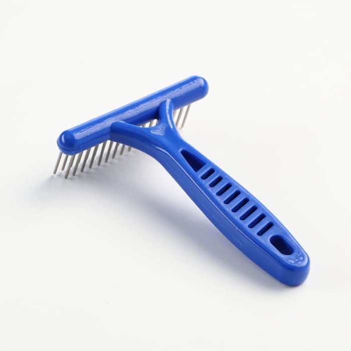 Расчёска-грабли 2-рядная, 13.5×8.8 см, синяя