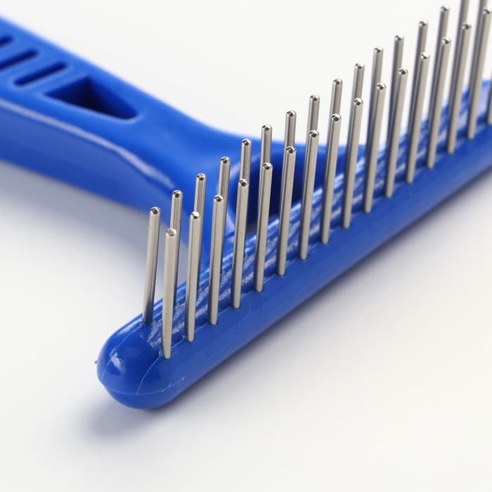 Расчёска-грабли 2-рядная, 13.5×8.8 см, синяя