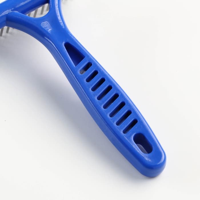 Расчёска-грабли 2-рядная, 13.5×8.8 см, синяя