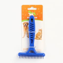 Расчёска-грабли 2-рядная, 13.5×8.8 см, синяя