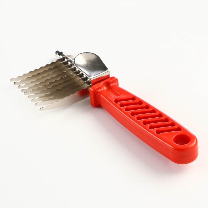 Колтунорез боковой, 9 лезвий, 6.5×17 см, красный