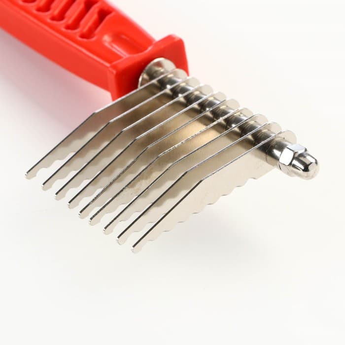 Колтунорез боковой, 9 лезвий, 6.5×17 см, красный