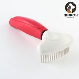 Расчёска для шерсти «Пижон» Premium, 9.5×17 см, с вращающимися зубчиками, красная