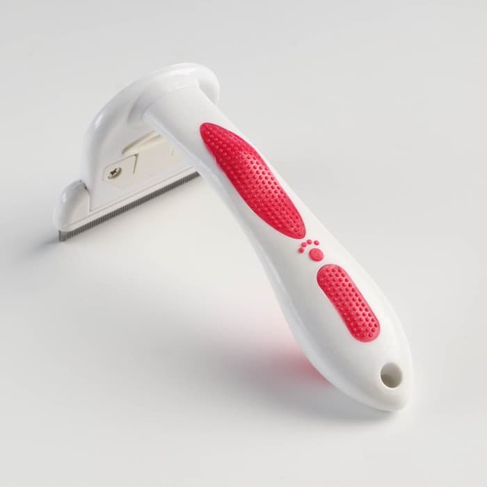 Дешеддер средний, 15×7.8 см, со съёмным лезвием, белый, розовый