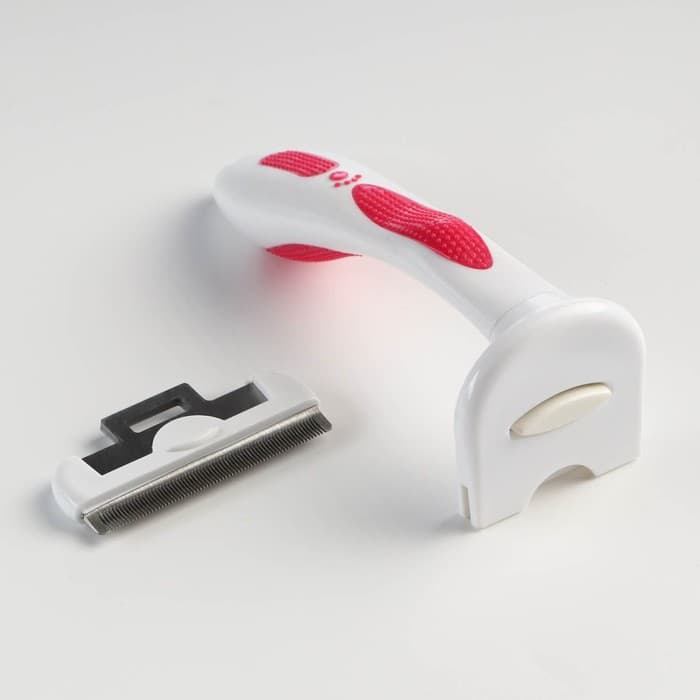 Дешеддер средний, 15×7.8 см, со съёмным лезвием, белый, розовый