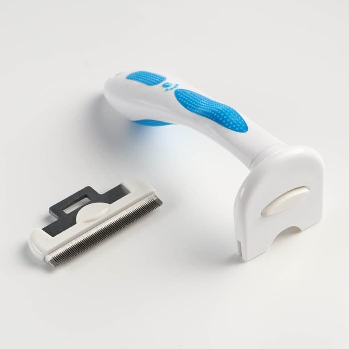 Дешеддер средний, 15×7.8 см, со съёмным лезвием, белый, голубой