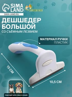 Дешеддер большой, 15×10.5 см, со съёмным лезвием, белый, голубой