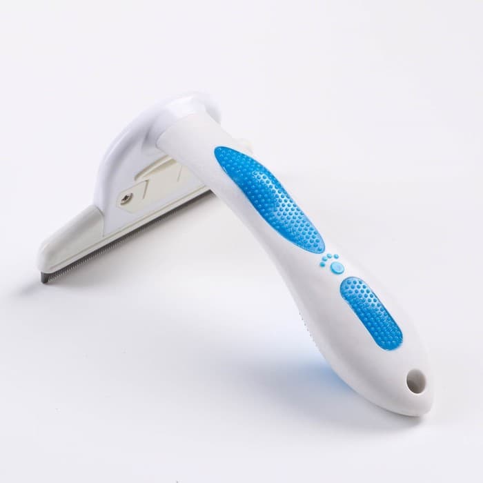 Дешеддер большой, 15×10.5 см, со съёмным лезвием, белый, голубой