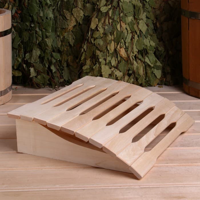 Подголовник для бани и сауны «Фигурная рейка», 35×31×9.5 см, пружинный, анатомический, деревянный, «Добропаровъ»