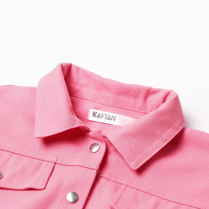 Рубашка для девочки джинсовая KAFTAN, укороченная, розовая, размер 30 (98-104 см)