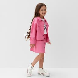 Рубашка для девочки джинсовая KAFTAN, укороченная, розовая, размер 38 (146-152 см)