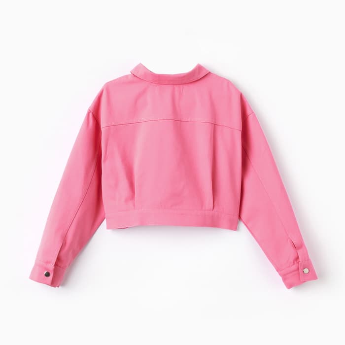 Рубашка для девочки джинсовая KAFTAN, укороченная, розовая, размер 38 (146-152 см)