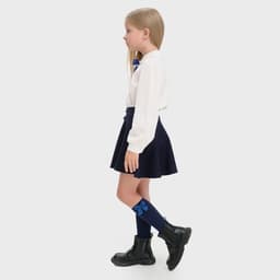 Рубашка для девочки KAFTAN с синим бантом, белая, размер 34 (122-128 см)