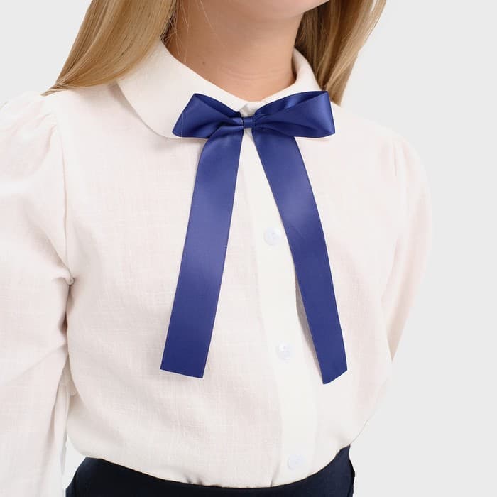 Рубашка для девочки KAFTAN с синим бантом, белая, размер 34 (122-128 см)