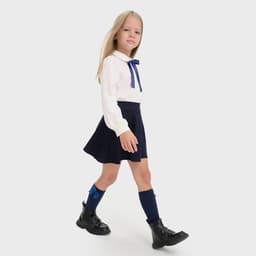 Рубашка для девочки KAFTAN с синим бантом, белая, размер 34 (122-128 см)