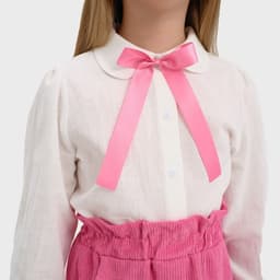 Рубашка для девочки KAFTAN с розовым бантом, белая, размер 32 (110-116 см)