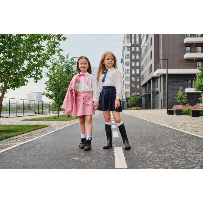 Рубашка для девочки KAFTAN с розовым бантом, белая, размер 34 (122-128 см)