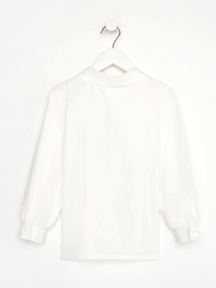 Рубашка для девочки KAFTAN с розовым бантом, белая, размер 34 (122-128 см)