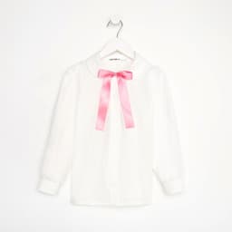 Рубашка для девочки KAFTAN с розовым бантом, белая, размер 34 (122-128 см)