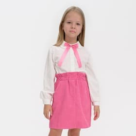 Рубашка для девочки KAFTAN с розовым бантом, белая, размер 36 (134-140 см)