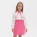 Рубашка для девочки KAFTAN с розовым бантом, белая, размер 36 (134-140 см)