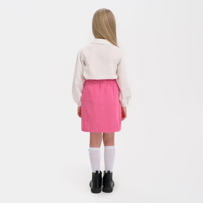 Рубашка для девочки KAFTAN с розовым бантом, белая, размер 36 (134-140 см)