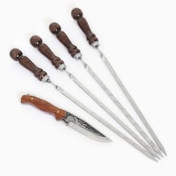 Набор с шампурами подарочный «Элит-XS» №13, в коробке из эко-кожи