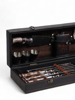 Набор с шампурами подарочный «Элит-X» №7, в коробке из эко-кожи, цвет МИКС