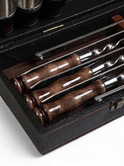 Набор с шампурами подарочный «Элит-X» №7, в коробке из эко-кожи, цвет МИКС