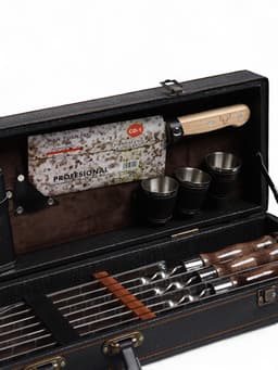 Набор с шампурами подарочный «Элит-X» №7, в коробке из эко-кожи, цвет МИКС