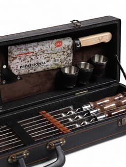 Набор с шампурами подарочный «Элит-X» №7, в коробке из эко-кожи, цвет МИКС