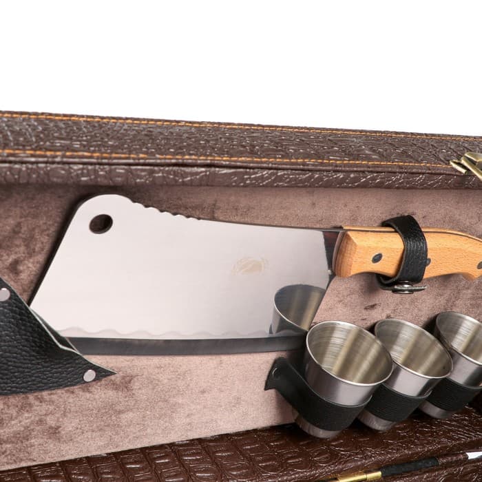 Набор с шампурами подарочный «Элит-X» №7, в коробке из эко-кожи, цвет МИКС