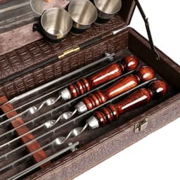 Набор с шампурами подарочный «Элит-X» №7, в коробке из эко-кожи, цвет МИКС