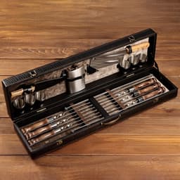 Набор с шампурами подарочный «Элит-X» №7, в коробке из эко-кожи, цвет МИКС