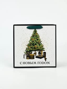 Пакет подарочный новогодний ламинированный квадратный «Подарочки под ёлкой», 22×22×11 см