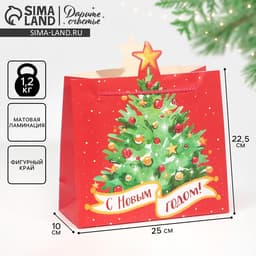 Пакет подарочный новогодний «Ёлочка», 25 х 26 х 10 см